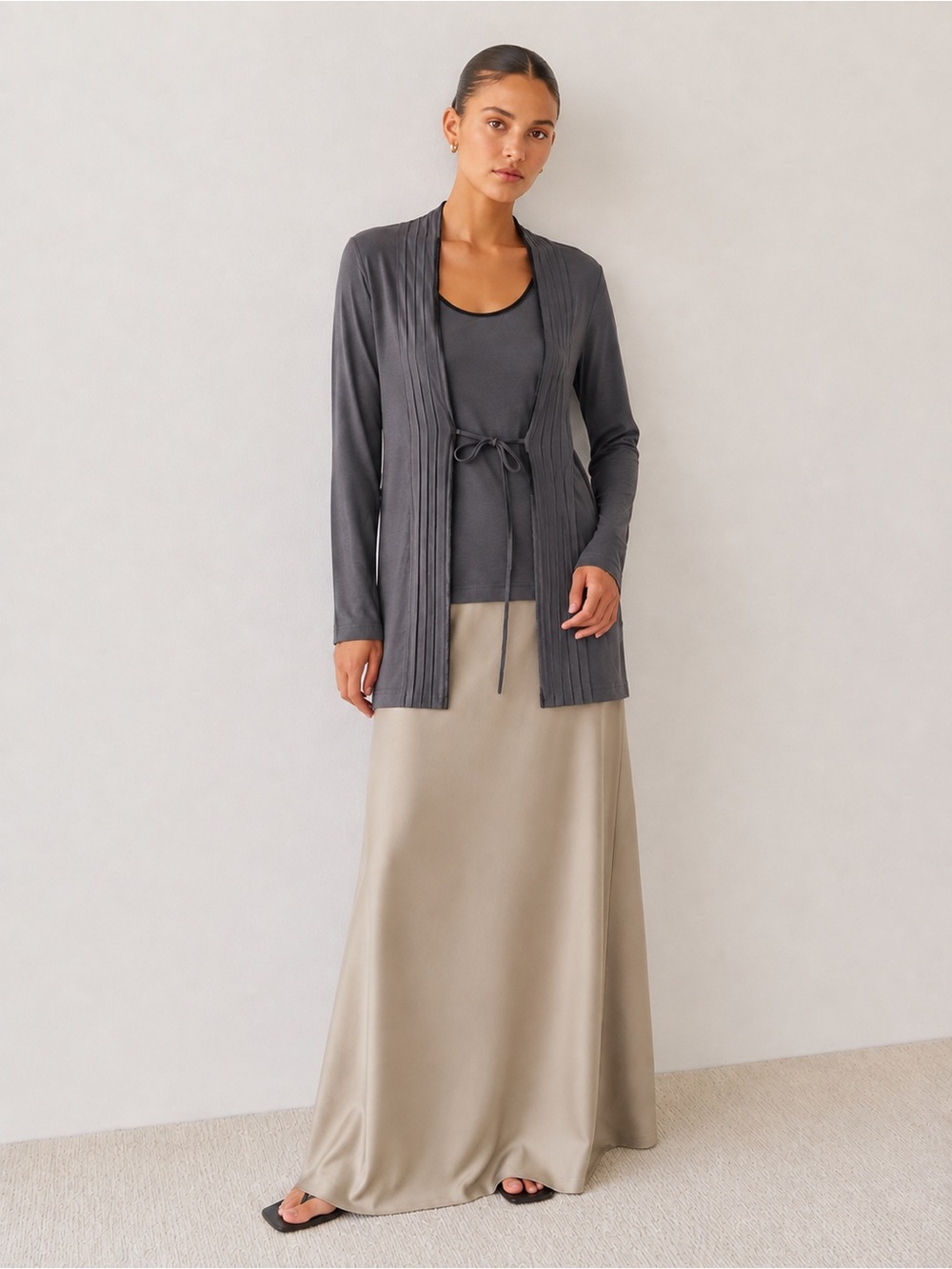 Gerry Weber Women’s 2-Piece Tank Top & Long Cardigan Set – Dark Taupe